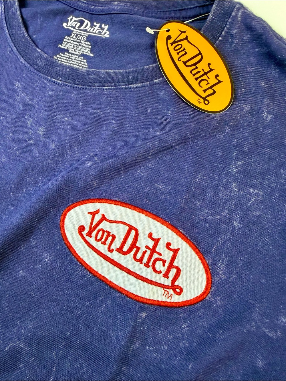 Von Dutch Blue Wash Short Sleeve Tee NWT Y2K
